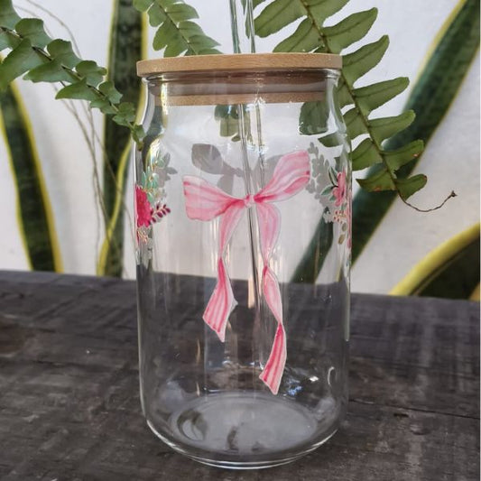 Vaso de cristal con diseño de rosas coquette
