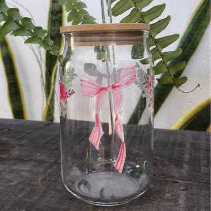 Vaso de cristal con diseño de rosas  coquette